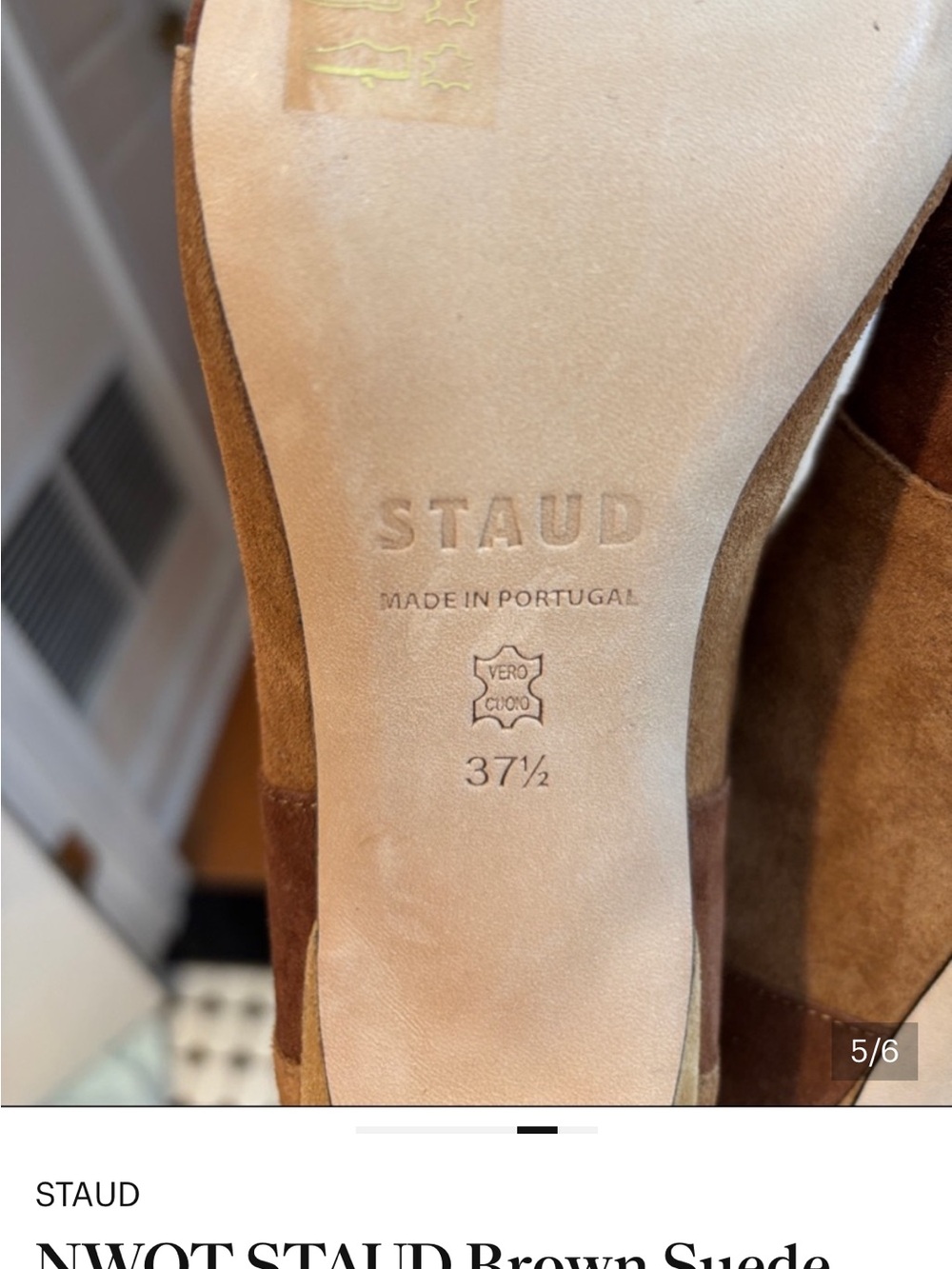NWOT STAUD Patchwork Suede Boots in Brown and Tan - Picture 6 of 6